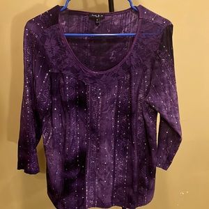 Purple pull over dress blouse. Size PL from Sami & Jo.